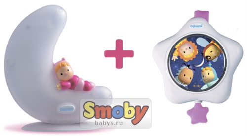 Детский набор Музыкальная Подвеска на кроватку и Ночник Smoby (Смоби) Розовый арт.211336