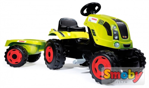 Трактор педальный XL с прицепом Claas Smoby 710114 / Смоби