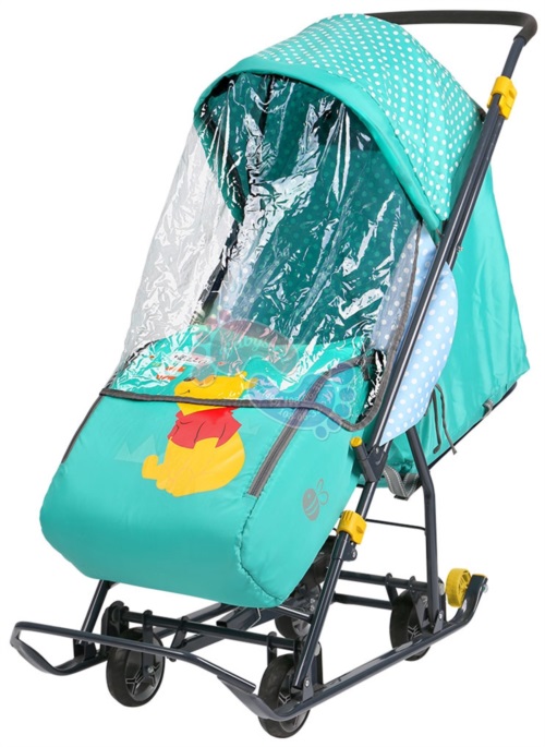 Санки коляска Disney Baby 1 с Винни изумрудный