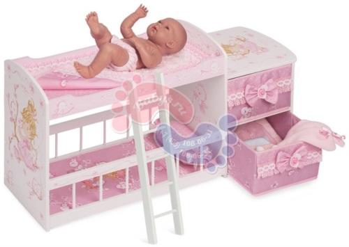 Кроватка для куклы двухъярусная DeCuevas серии Мария 80 см 54323