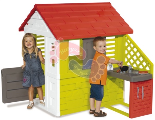 Детский домик с кухней Smoby 810713 красный