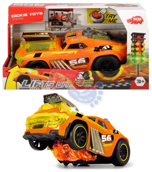 Машина Dickie Toys Демон скорости 4 звуковых и световых эффекта 25 см Оранжевая 3764008