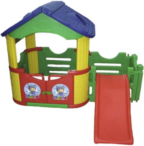 Детский двойной игровой домик с горкой (2 кор) JM-802С
