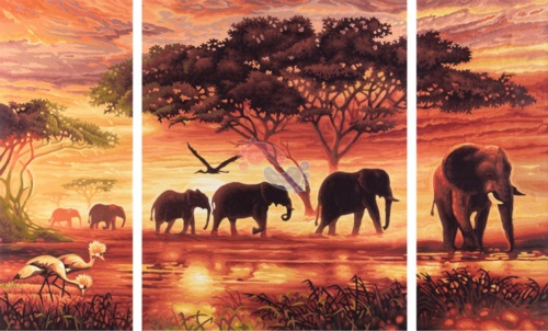 Schipper Раскраска по номерам Триптих Африканские слоны 9260455