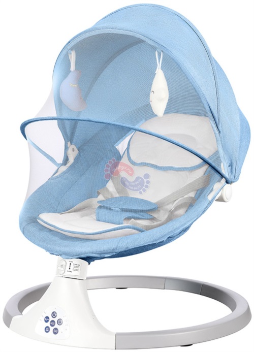 Музыкальные электрокачели - шезлонг Dearest Baby Swing Chair Pro Silver Blue