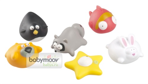 Набор игрушек для купания Веселые друзья, 6 штук Babymoov арт. ВМ104919