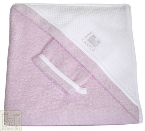 Полотенце Red Castle Hooded Towel с уголком + варежка (цвет розовый-белый). Арт: 030434