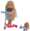 Кукла Simba Evi на скутере и скейт и собачка 2 вида 12 см 5732295-2